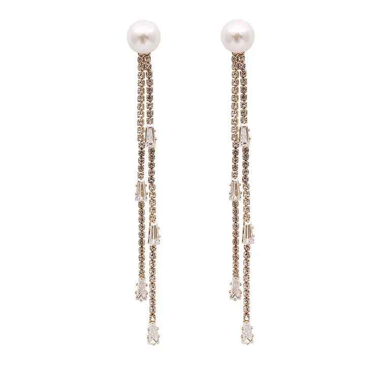 Роскошные женские серьги-капли стразы 925 серебро корейские ювелирные серьги для