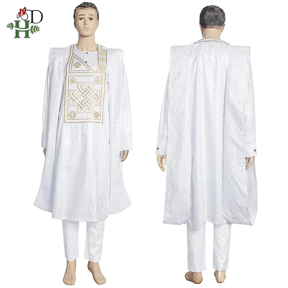 H & D Африканский базин богатые наряды Анкара Дашики мужчины Agbada Традиционная