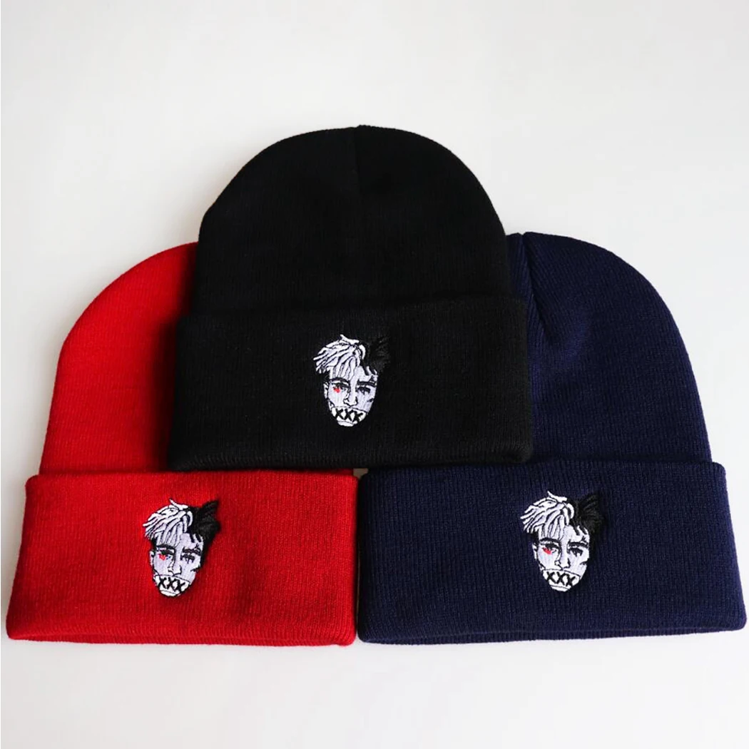 Хип-хоп шапки женщины-хипстеры вышивка 2019 зимние теплые вязаные Твердые манжеты