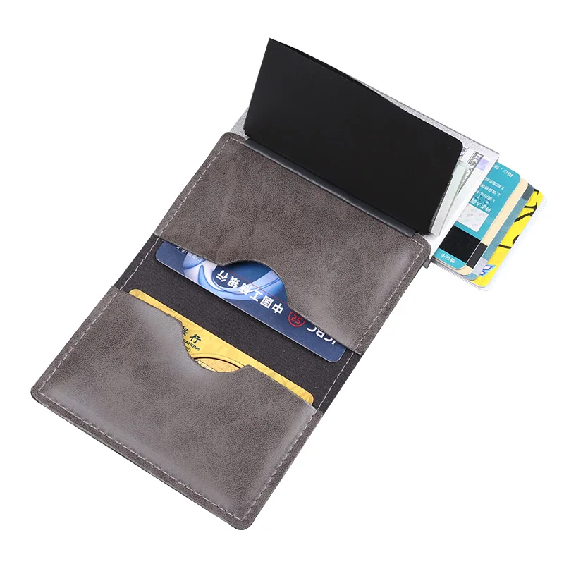 Личный кожаный мужской Алюминиевый бумажник Карманный держатель для ID карт