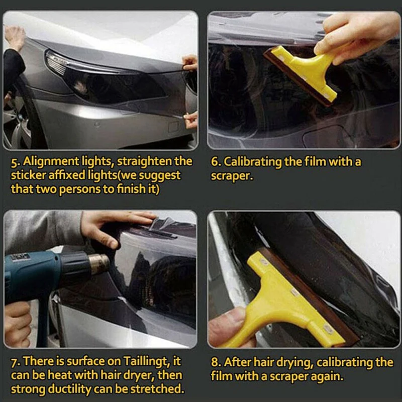 1 Roll Car Headlight Protective Film Transparent Light Protector Bumper Hood Paint Protection Vinyl Wrap Decor | Автомобили и