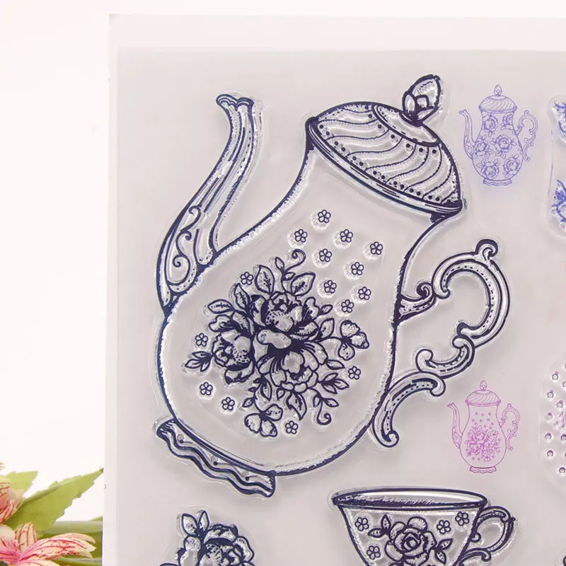 

Printing Teapot Stamps Clear Silicone Rubber Stamps Scrapbooking Embossing DIY Handcrafts Decoration Stamps