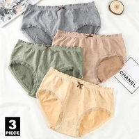 3pcslot cotton panties women comfortable underwears sexy middle waisted underpants female lingerie ladies briefs