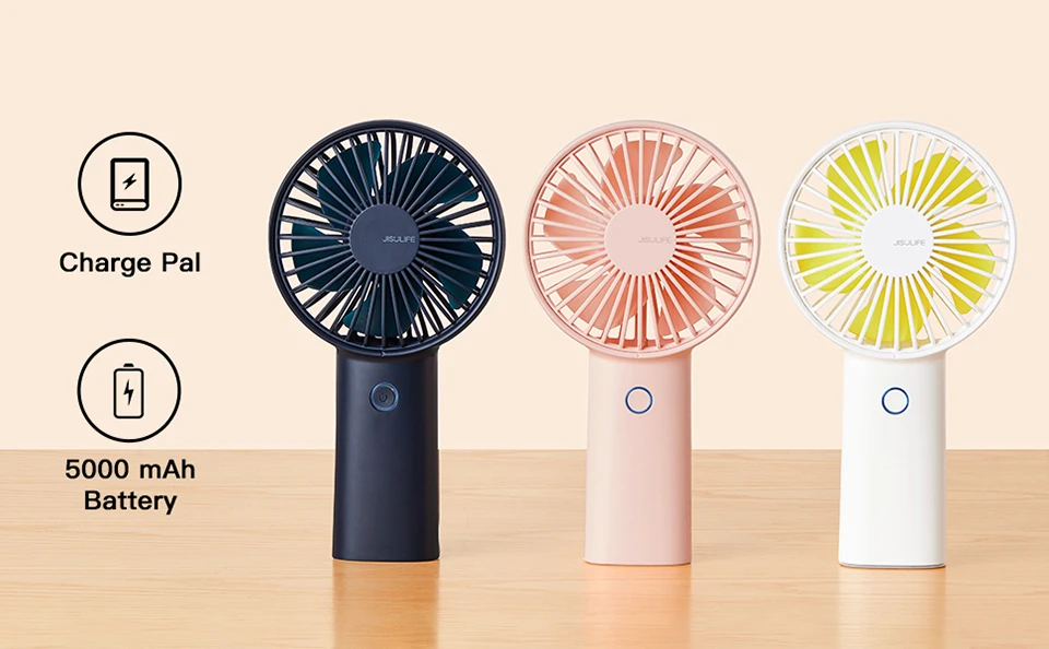 

Mini Ventilador Portable Fan with Powerbank 5000mAh Silent Usb Rechargeable Fans for Home 3 Speeds Strong Wind Hand Fan