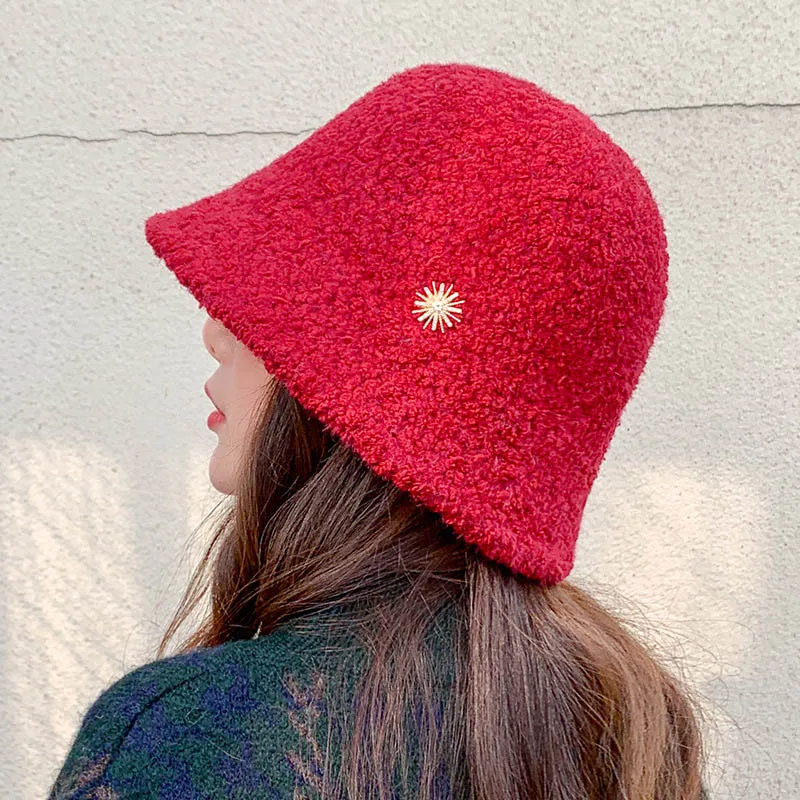 2020 Cap Autumn Winter New Women Lmitation Lambswool Bucket Hats Fashion Casual Outdoor Keep Warm Fdoras 8 Color QDKPOTC