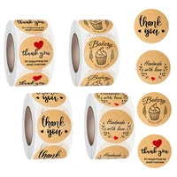 500 pcs handmade with love stickers natural kraft paper stickers for package adhesive thank you sticker seal labels stationery