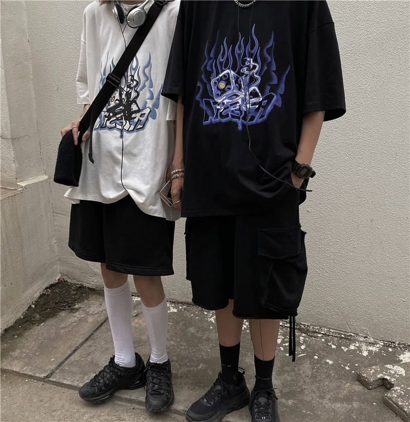 Футболка женская хлопковая с коротким рукавом свободная рубашка в стиле ретро