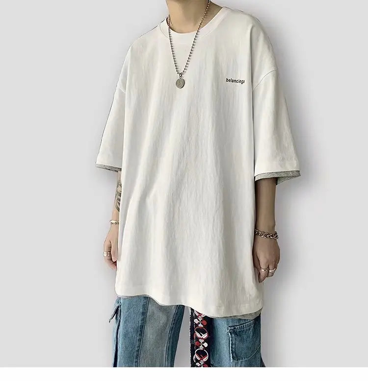 

Yaffa Tamin men's top 5-point short sleeve 2020 new T-shirt round neck loose casual White Black Green candy Short Sleeve T