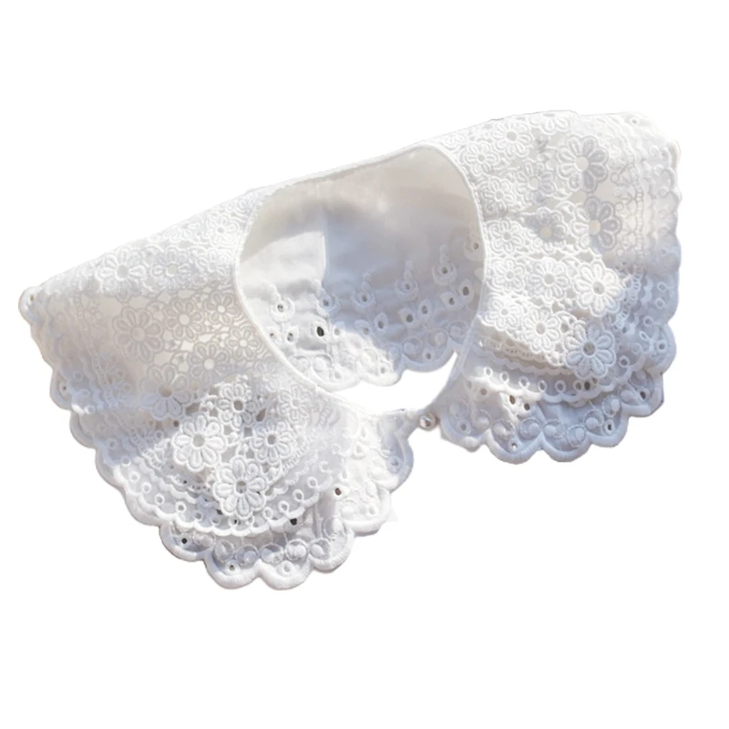 

Women 3 Layer Embroidery Floral Lace Fake Collar Shawl Crochet Decorative Poncho XX9D