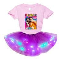 me controte girls 2 piece set princess light led tutu dresst shirt 2020 summer skirt birthday gift party costume clothes cute