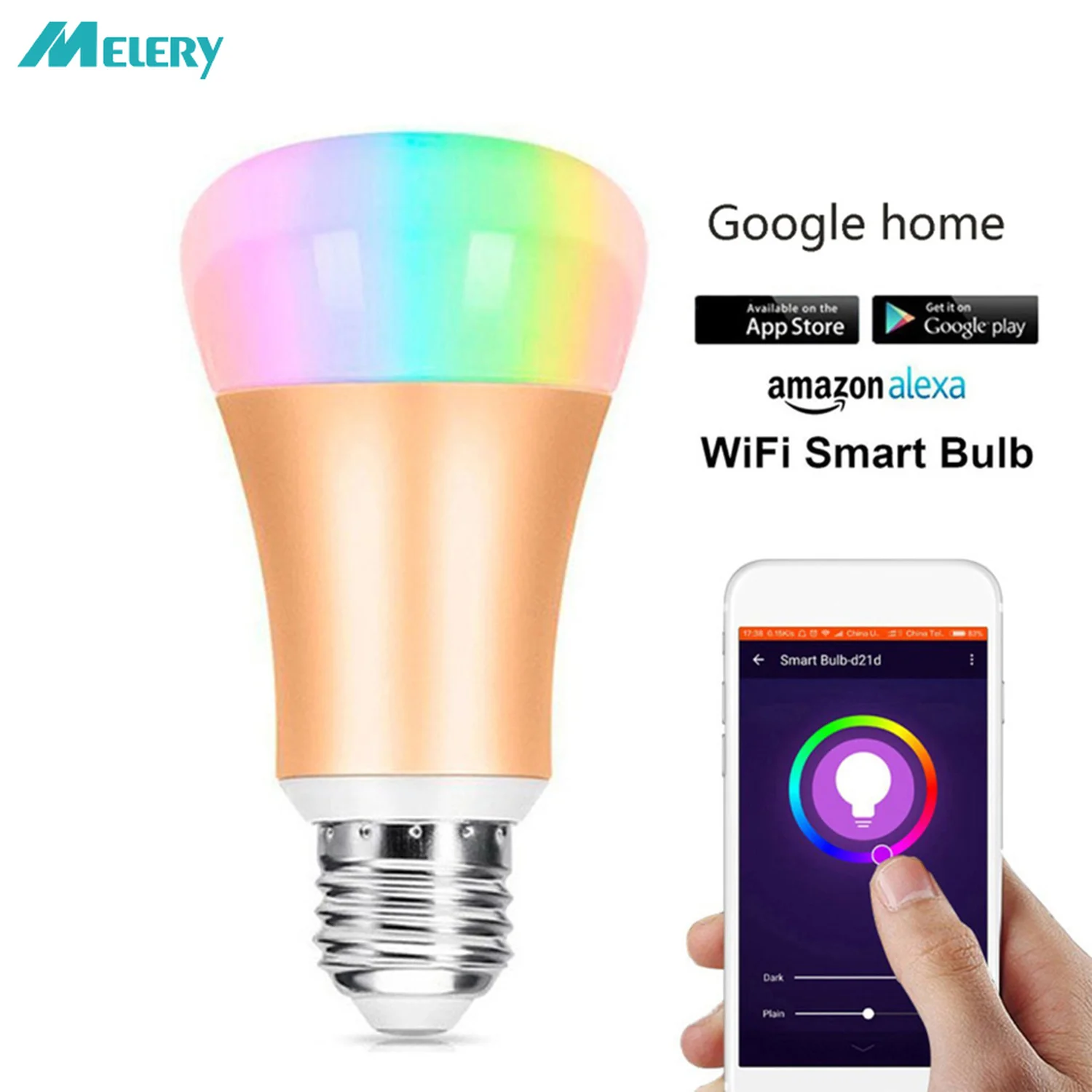 Умная светодиодсветильник лампа с Wi-Fi E26 E27 7 Вт эквивалент 60 RGB теплым и холодным