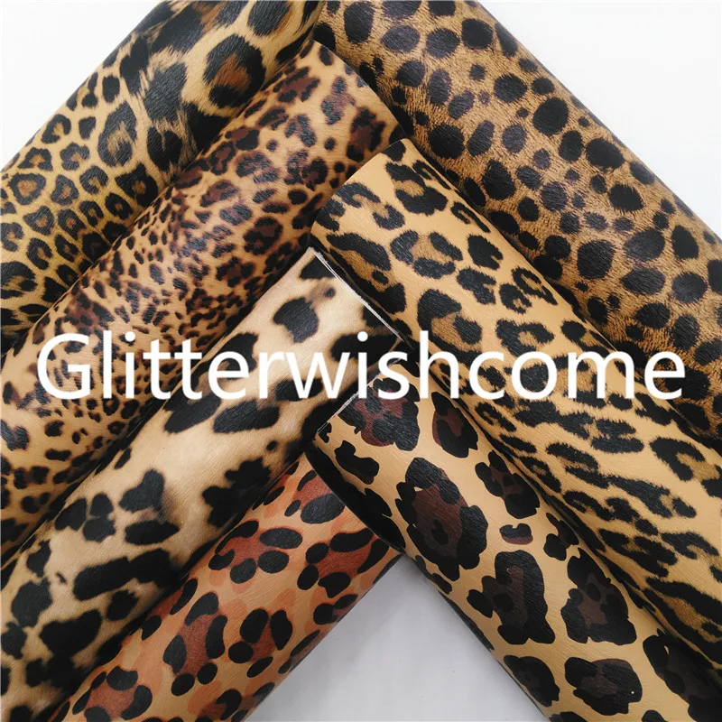 Ткань Glitterwishcome 21x29 см Размер A4 винил для бантов синтетическая кожа с леопардовым