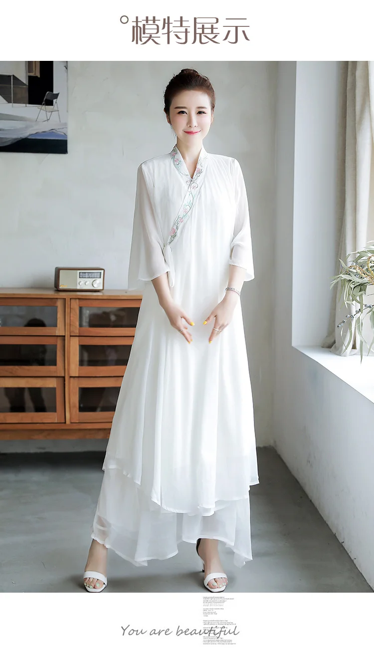 Традиционная китайская винтажная одежда женская белая Hanfu Свободное длинное платье древнее женское танцевальное платье для вечеринки Весна Плюс Размер