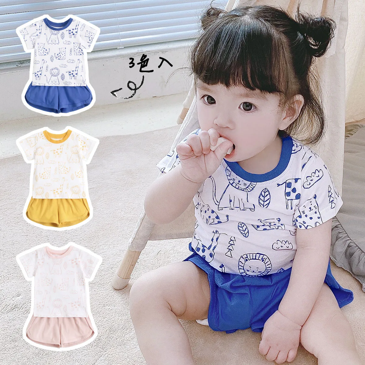 

2pcs/set детский костюм летний мультфильм детская одежда новорождённый короткие рукава ребенок шорты