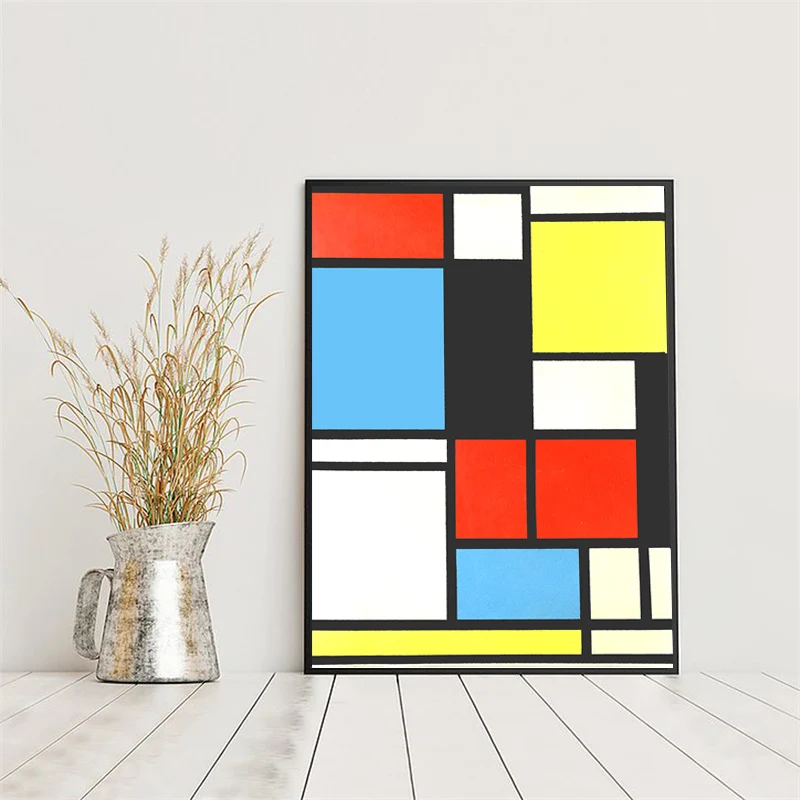 

Composition Wth Red Yellow And Blue By Pietor Mondrianes Art Canvas Poster Painting Wall Picture Print Home Bedroom Decoration