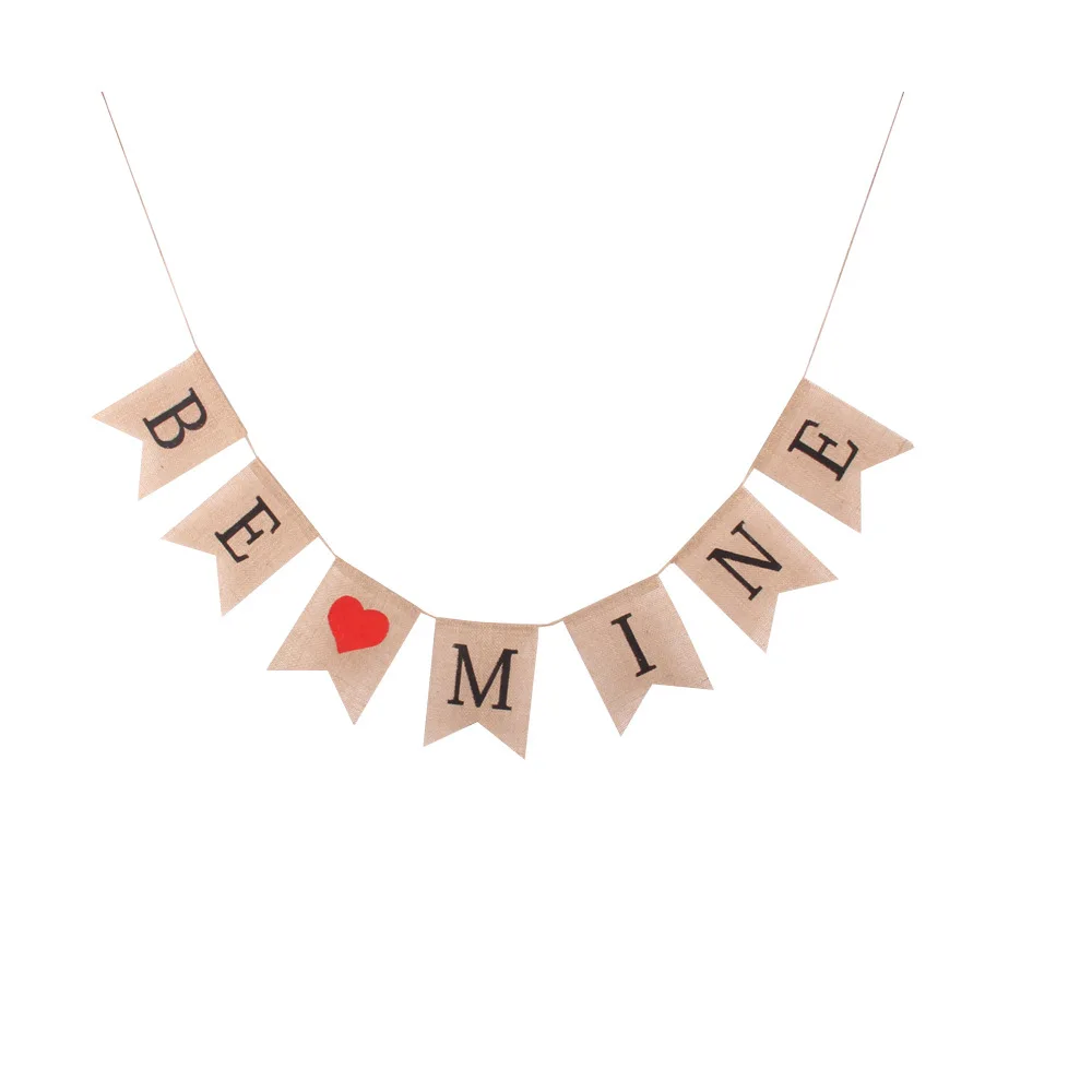 Баннер на День святого Валентина льняные флаги с палочками украшения для