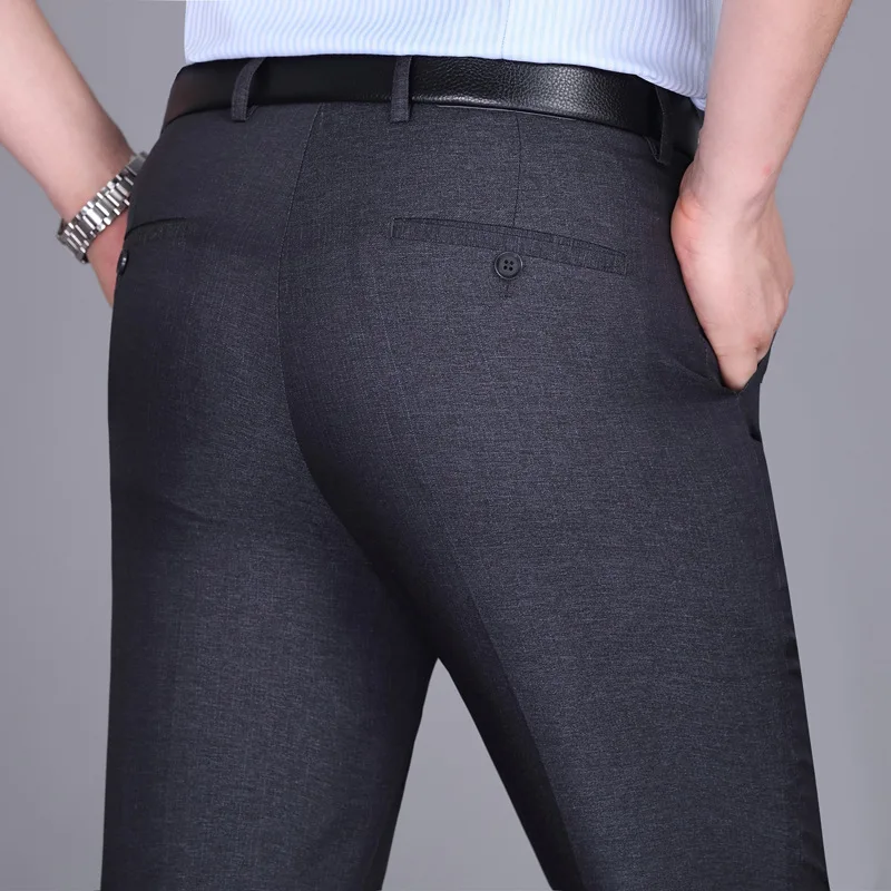 

2020 Летний Тонкий мужской костюм брюки против морщин с высокой талией свободные деловые повседневные брюки прямые длинные брюки среднего во...