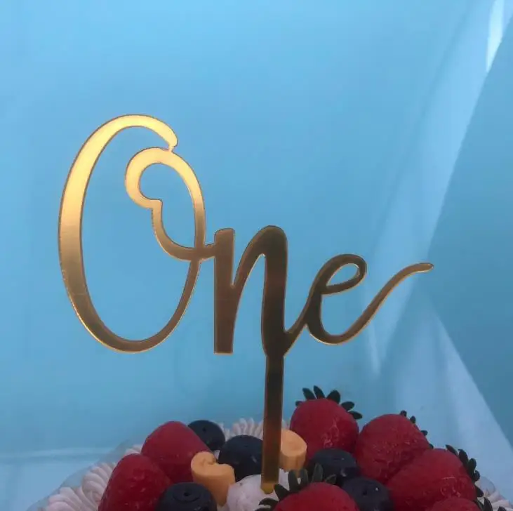 1 шт. каваи золотые акриловые бусины розовые буквы &quotодин&quot Торт Топперы детская