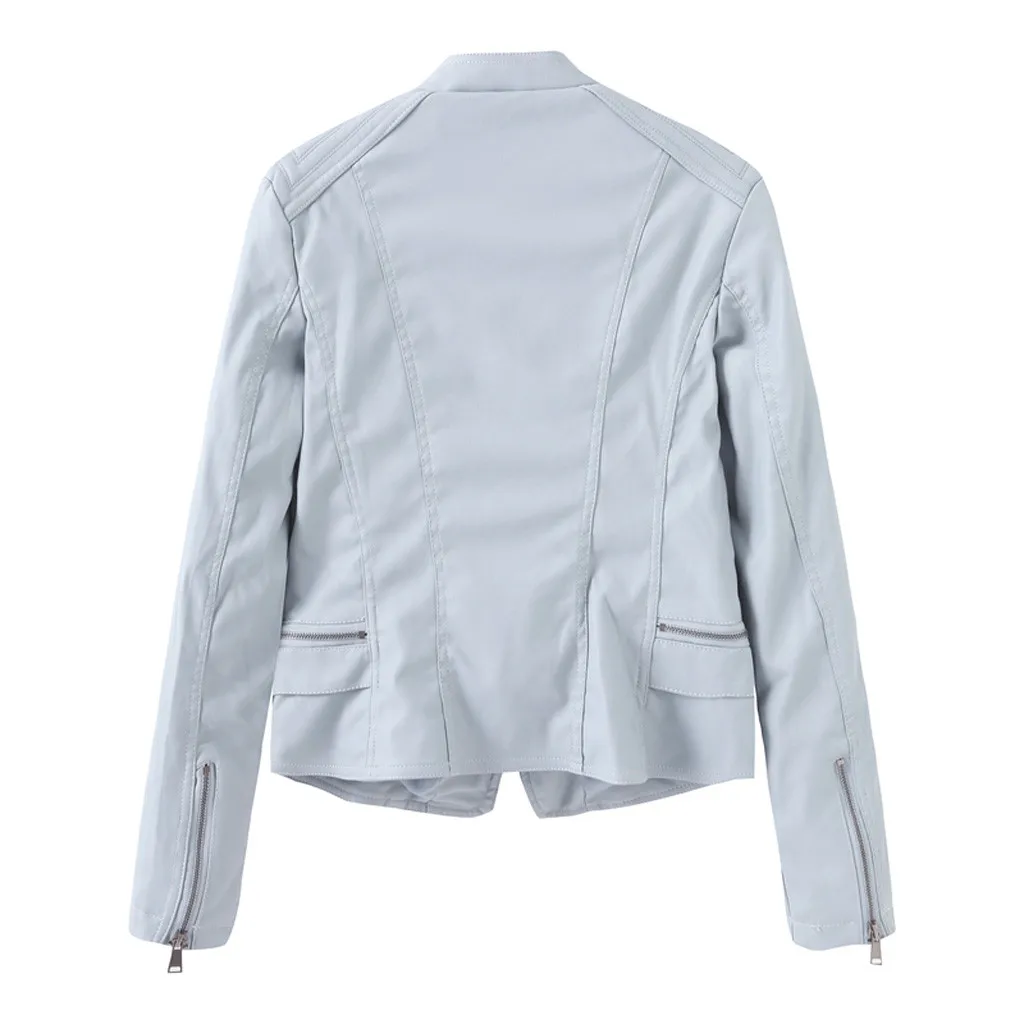 

Motorcycle Punk Faux Leather Jacket Zipper Outwear Short Coat Winter Jacket Women Cropped Tops Chaqueta Mujer 2019 Veste Femme