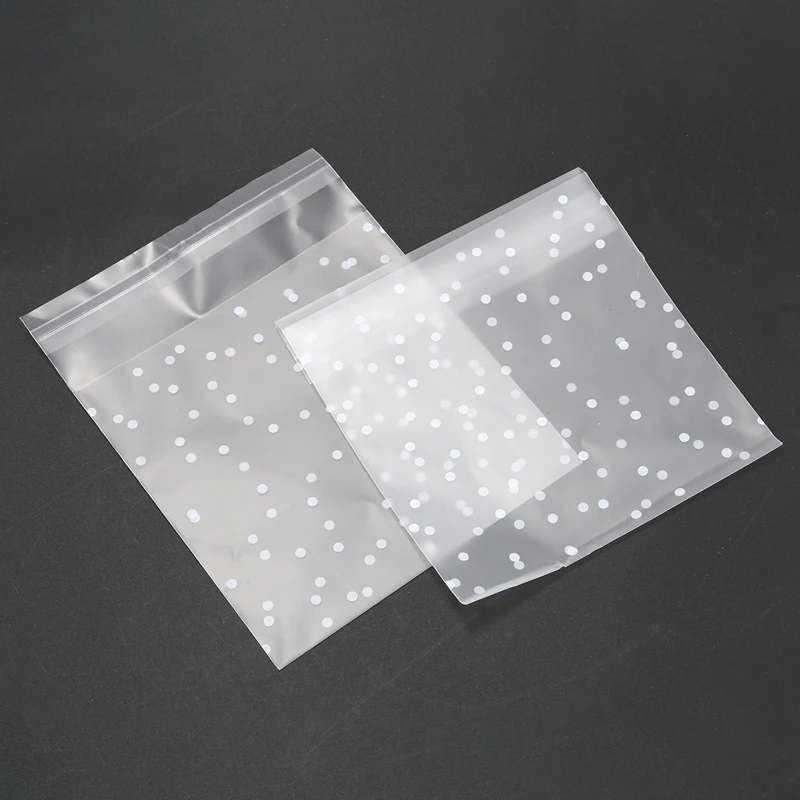 

100pcs Frosted Cute Dots Plastic Pack Candy Cookie Soap Packaging Bags Cupcake Wrapper Self Adhesive Sample Gift Bag