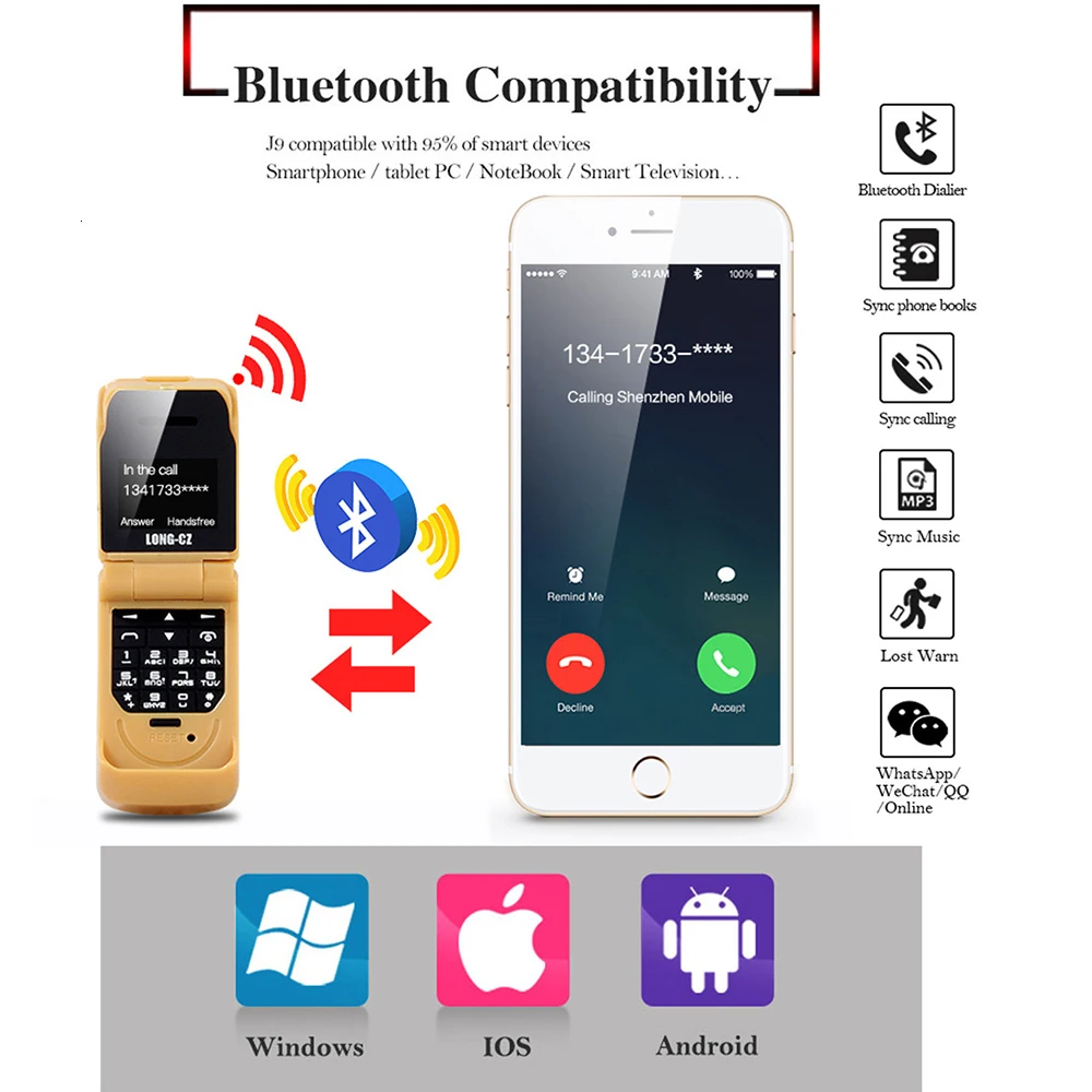 Раскладной маленький мини телефон раскладушка с функцией Bluetooth кнопочный gsm