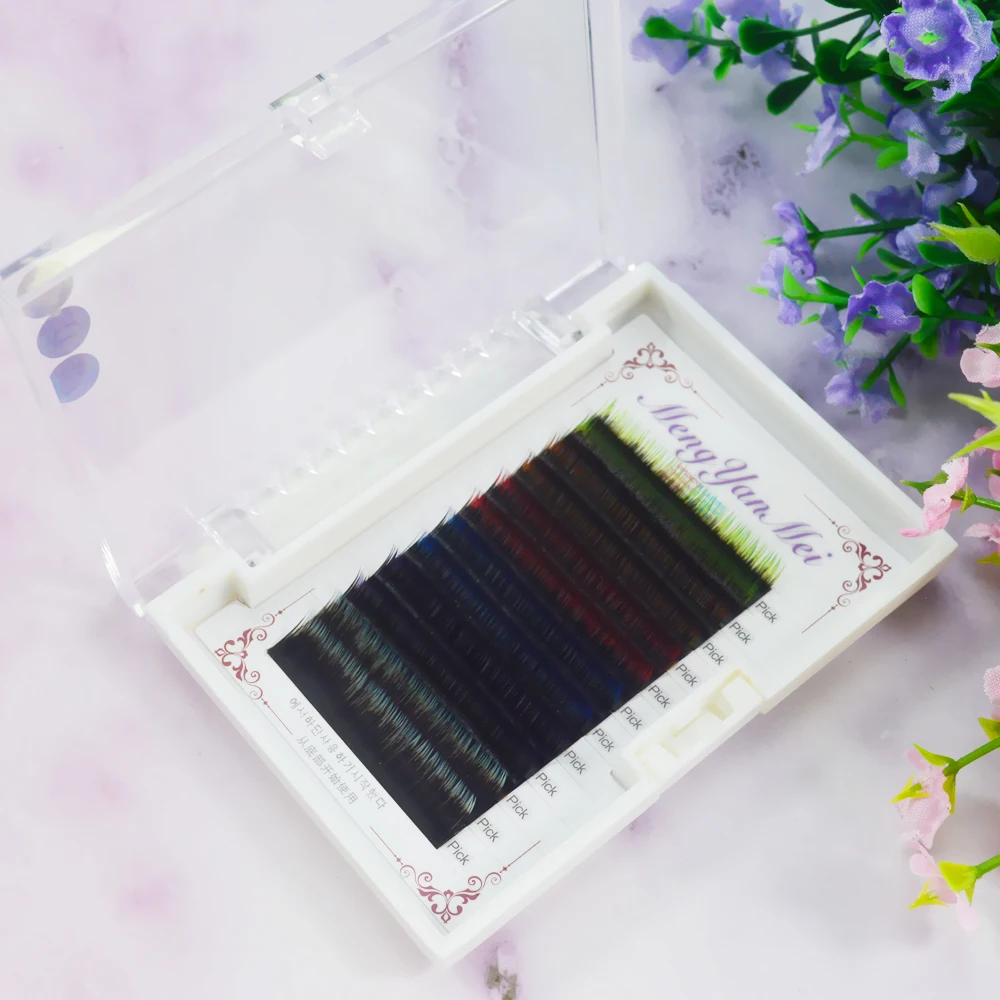 Gradient Color 12 Rows Single Eyelash Faux Mink Eyelashes Extension Individual Grafting For professionals Fake Lash Makeup Cilia | Красота и