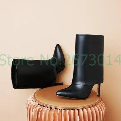 

2022 Woman Ankle Boots Sexy Cow leather Rider Boots PointedToe Low-heeled Sleeve Booties Stiletto High Heels Boots