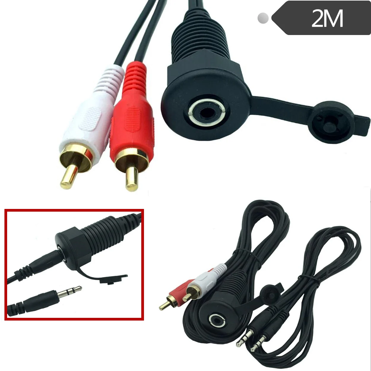 Кабель 3 5 мм 2 RCA штекера на гнездо удлинителя утопленное крепление для приборной