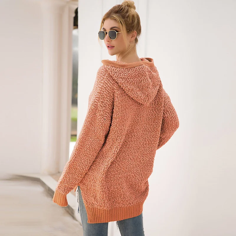 Fitshinling женский свитер с капюшоном зима 2019 вязаный нерегулярный тонкий длинный