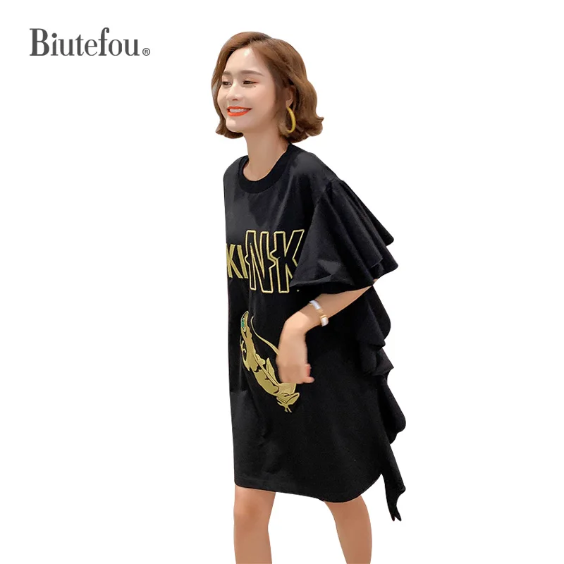 2019 летние платья с вышивкой модный свитер рукавами клеш Женские Платья|Женские