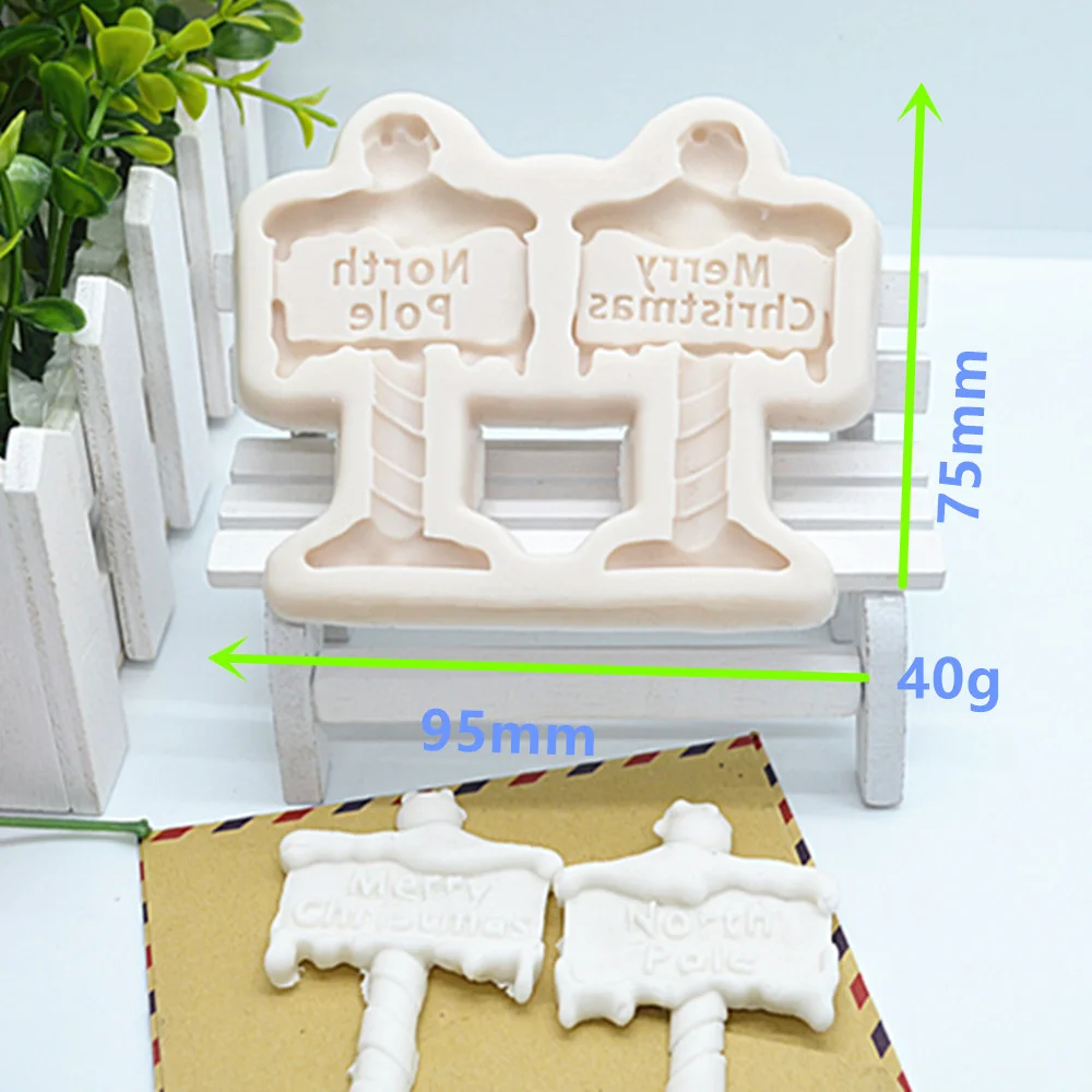 

1 pc Christmas street Signs Silicone Cake Molds Resin Mold Baking Accessories Cake Decorating Tools Fondant Molds FTM1288