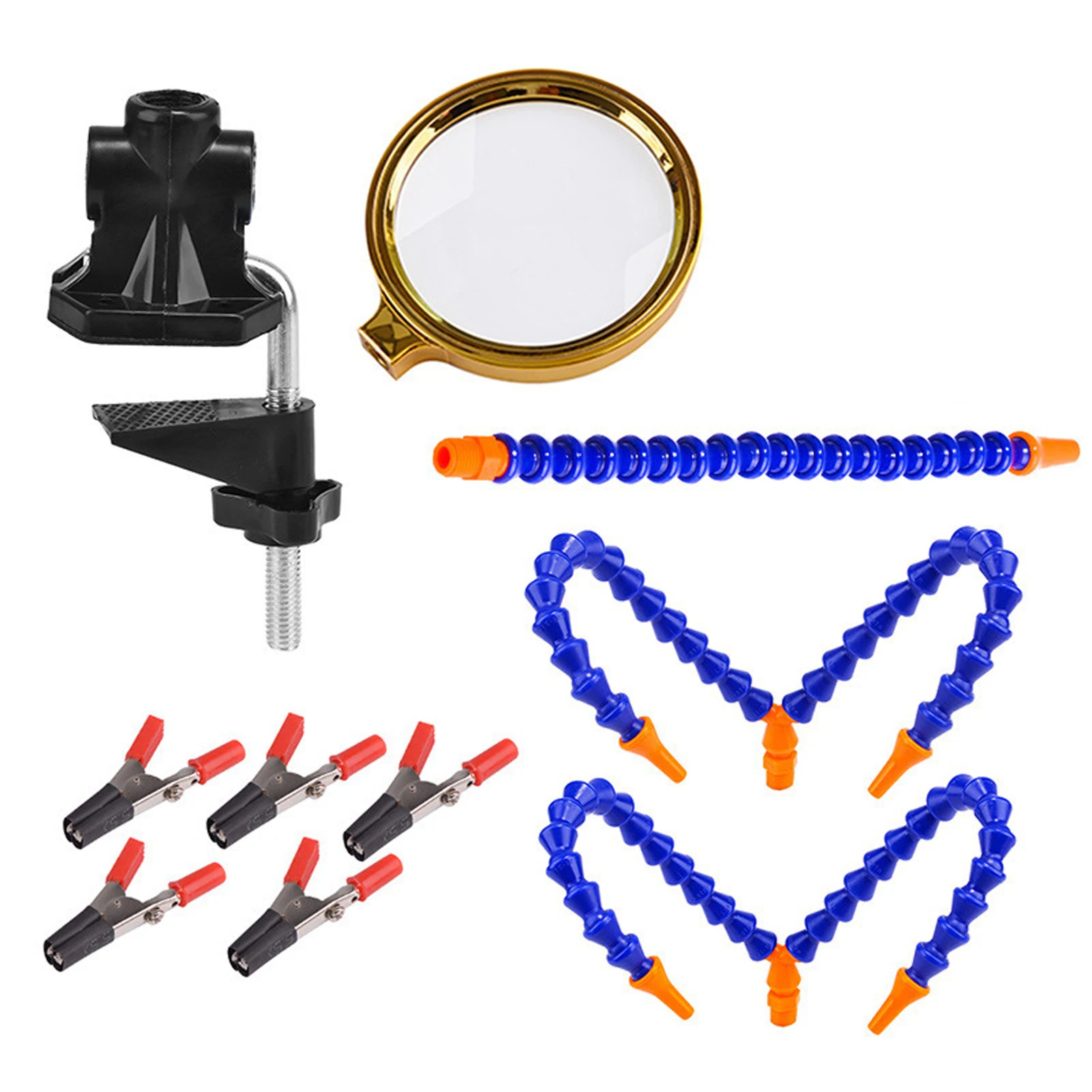 

Multifunction 3 Hole 5 Arms Ajustable Clip Simple Welding Platform 5X Magnifier PCB DIY Welding Circuit Board Repairing Tools