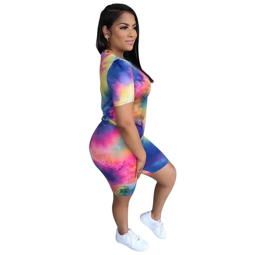 Женская спортивная одежда с принтом Tie Dye женский спортивный костюм футболка для