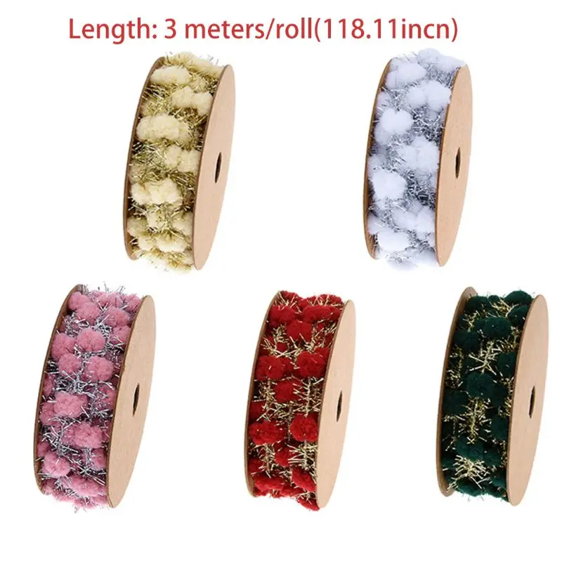 

Glitter Tinsel Pom Pom Wire Ribbon Metallic Garland DIY Gift Wrapping Decoration M6CD