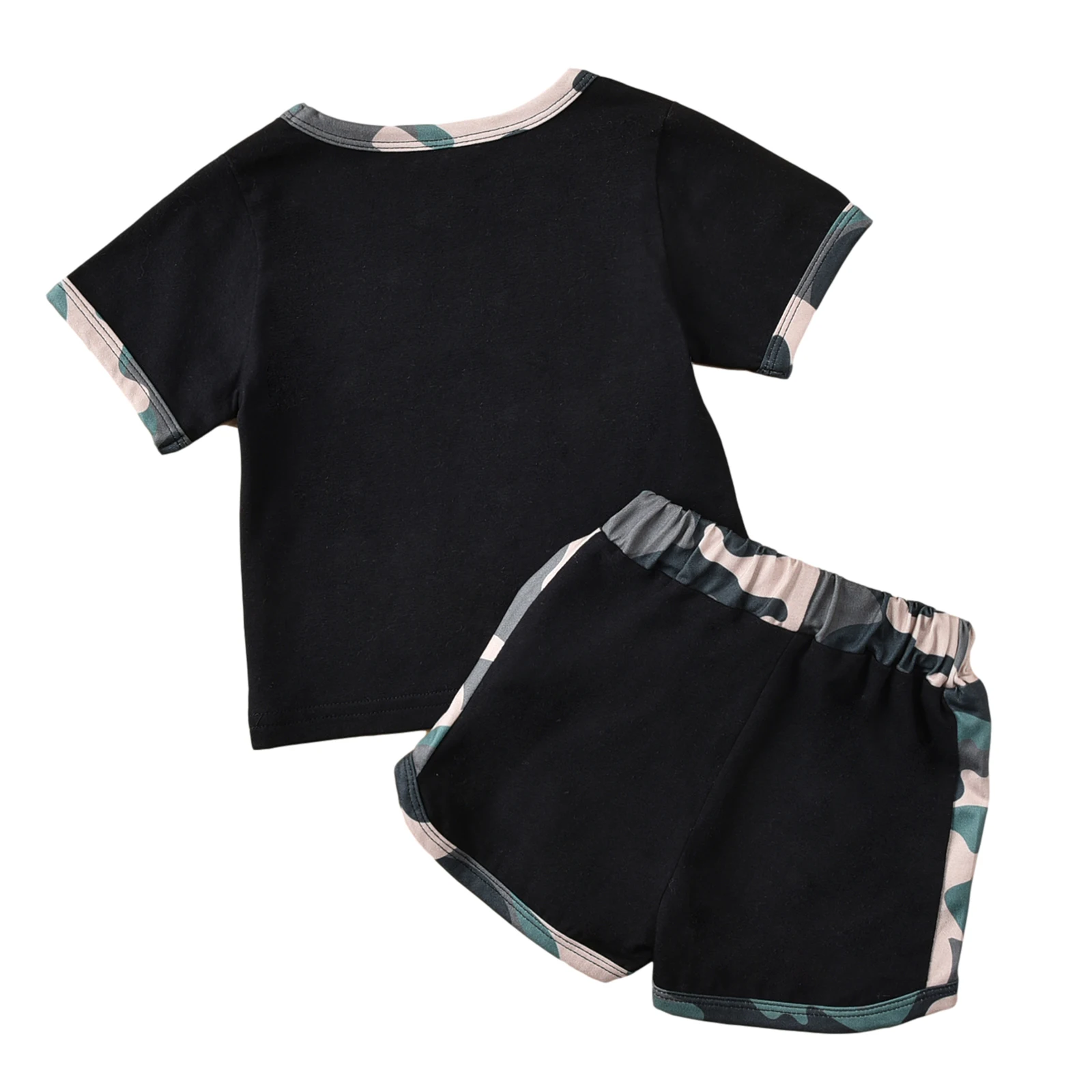 

Little Girls Clothes Sets New Born Baby Short Sleeve Set Patchwork Print O Neck Tops and Short Pants 2-piece Suits
