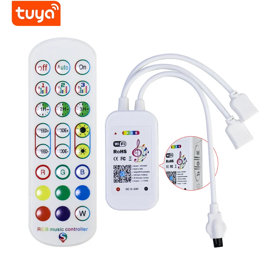 

Tuya RGB Controller for Strip Light DC12V LED Tape Dimmer IR Remote Bluetooth APP Wifi Smart Control for Alexa Google Assistant