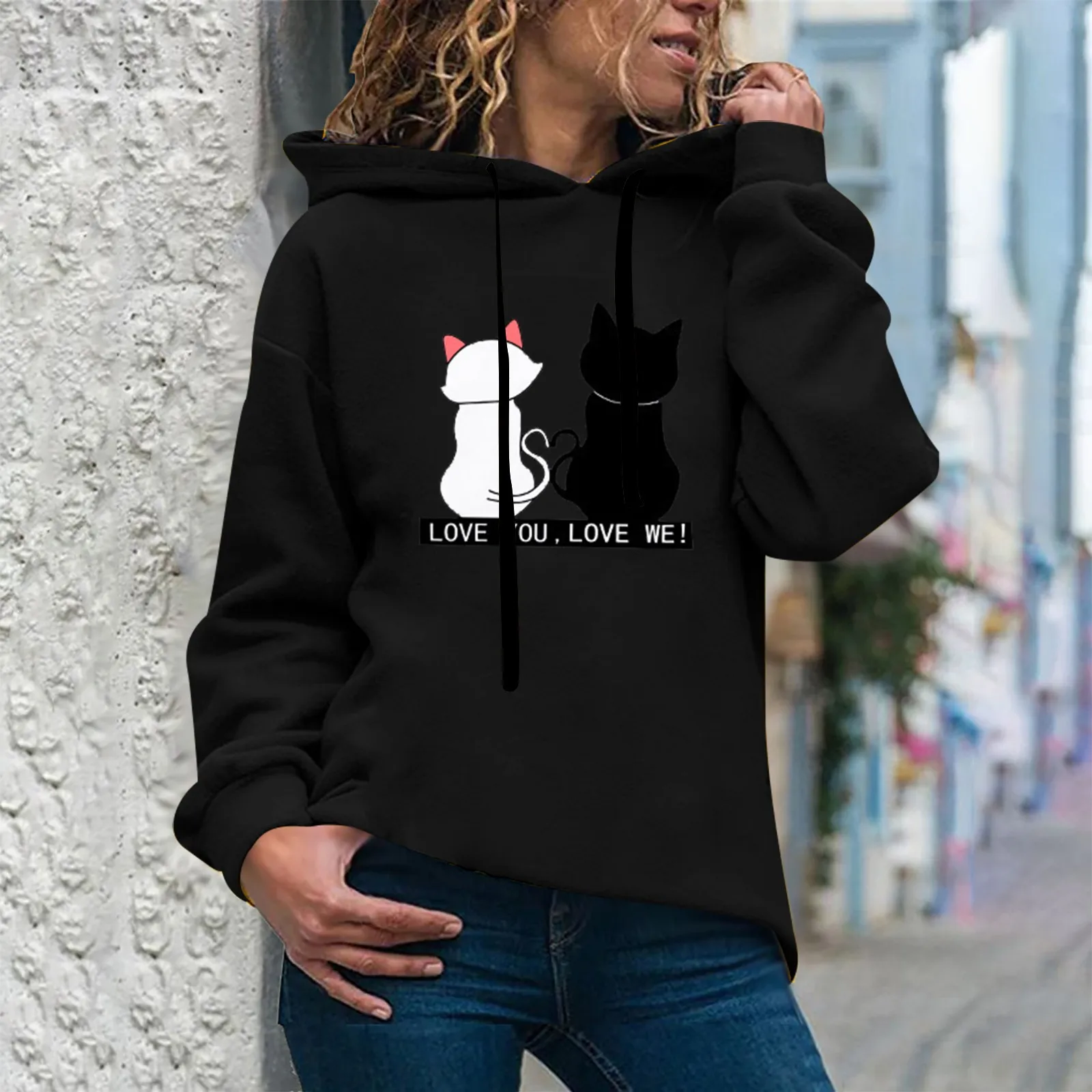 Fashion Women Sweatshirt Casual Winter Spring Long Sleeve Cute Cats Print hoodies Sweatshirt Tops ropa mujer толстовка женская