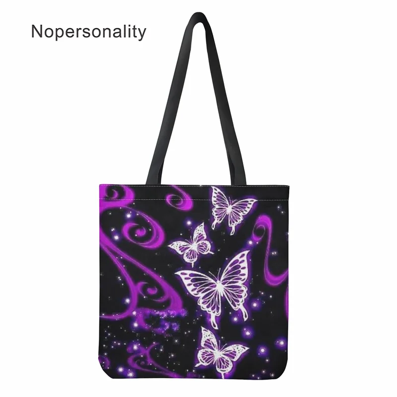 

Nopersonality Folding Shopper Bag Butterfly 3D Print Recycled Shopping Totes Student Messenger Book Bag Lady Casual Handbags