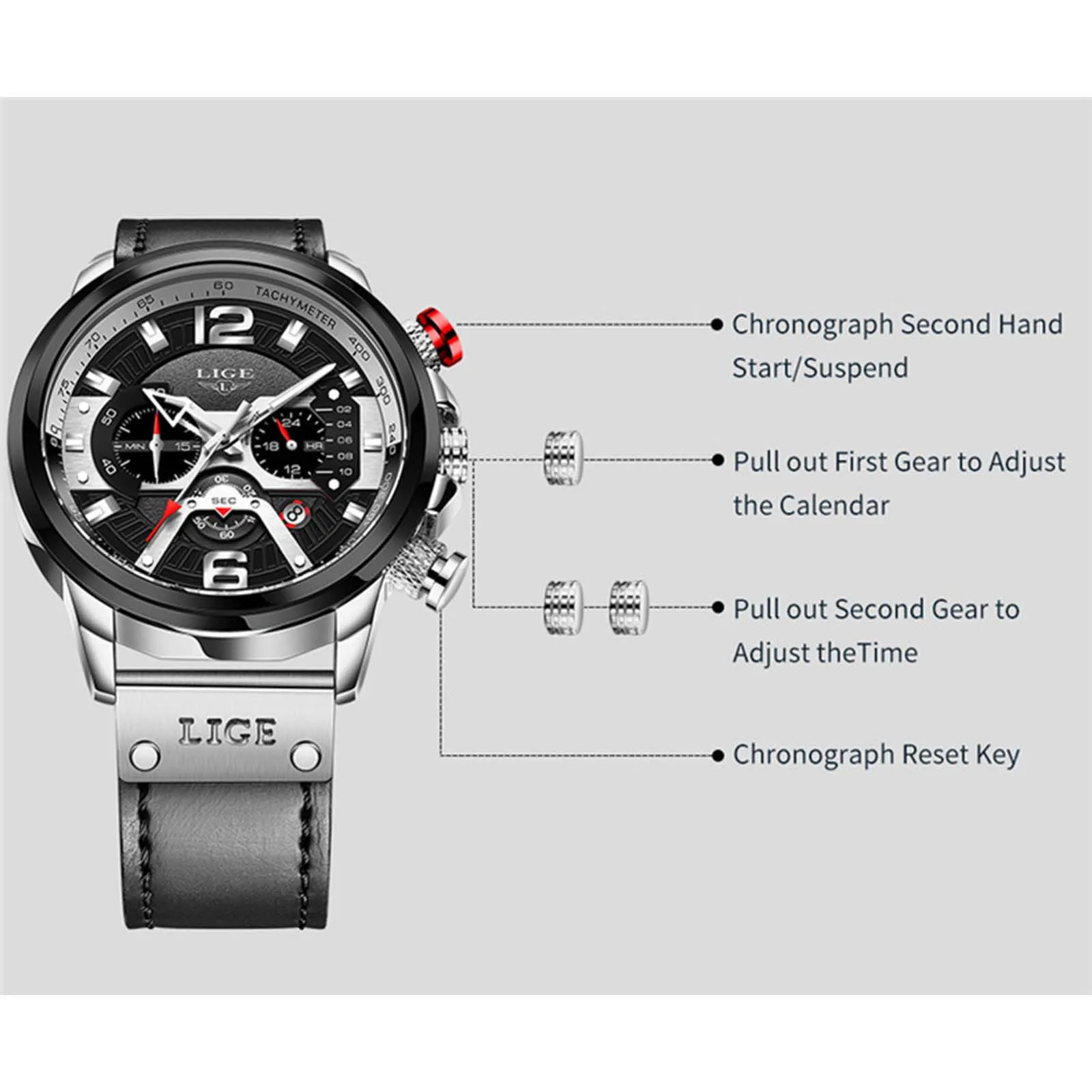 

2021 Men's Watch Waterproof Men's Sports Watch Men's Quartz Casual Watch Fashion men's leather strap