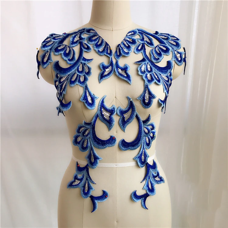 4 шт./лот зеленые вышитые кружевные нашивки Ремесло Материал Аппликация DIY шитье