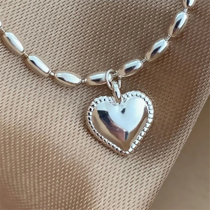 

New Arrival Tibetan Silver Love Heart Bamboo Chain Bracelets Simple Bean Adjustable Bracelet For Honey Gift Women Fashion 2020