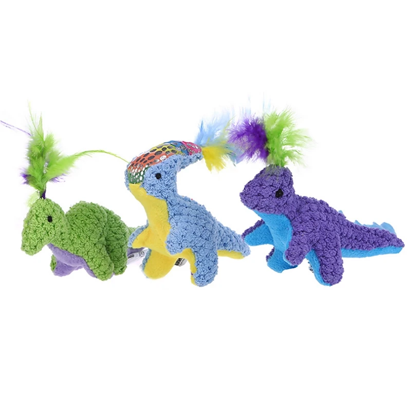 

1pc hot selling Cat Chew Toy Fabric Fake Feather Dinosaur Cat Biting Toy Catnip Toy For Kittens Cat Supplies Random Color