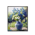 Алмазная картина Стразы с розами и фиолетовыми цветами, 2021