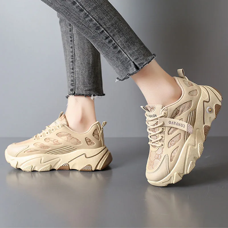 

Springtime New Style Ladies Casual Shoes Thick Bottom Female Fashion Sports Shoes Non-slip Student Run Street Shot Women's Shoes