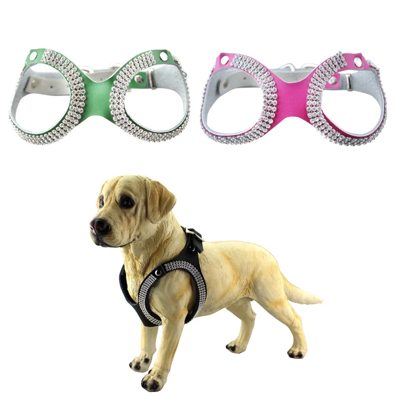Прочный кожаный ремень для собак без тяги Регулируемый Кристальный бриллиант