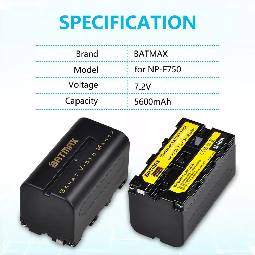 2X Batmax 5200 мАч Φ NP F770 np f750 NPF770 750 Аккумулятор Akku для Sony F960 F970 |