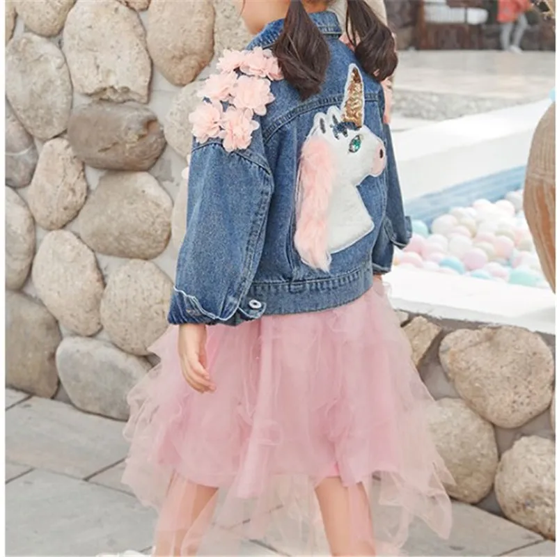 chifuna Baby Girls Clothes Outerwear & Coats for Unicorn Denim Jacket Children Clothing Kids Fashionable Jackets |