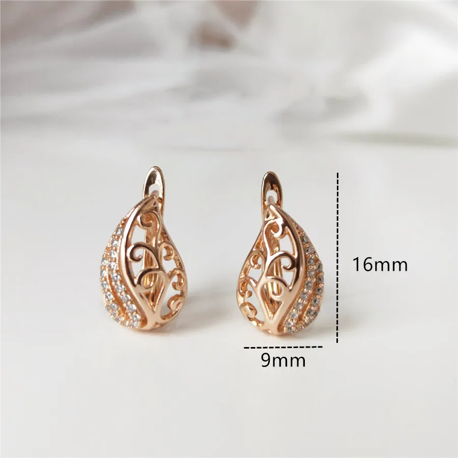 Цвет 585 цвета розового золота серьги гвоздики с инкрустацией циркон дамы