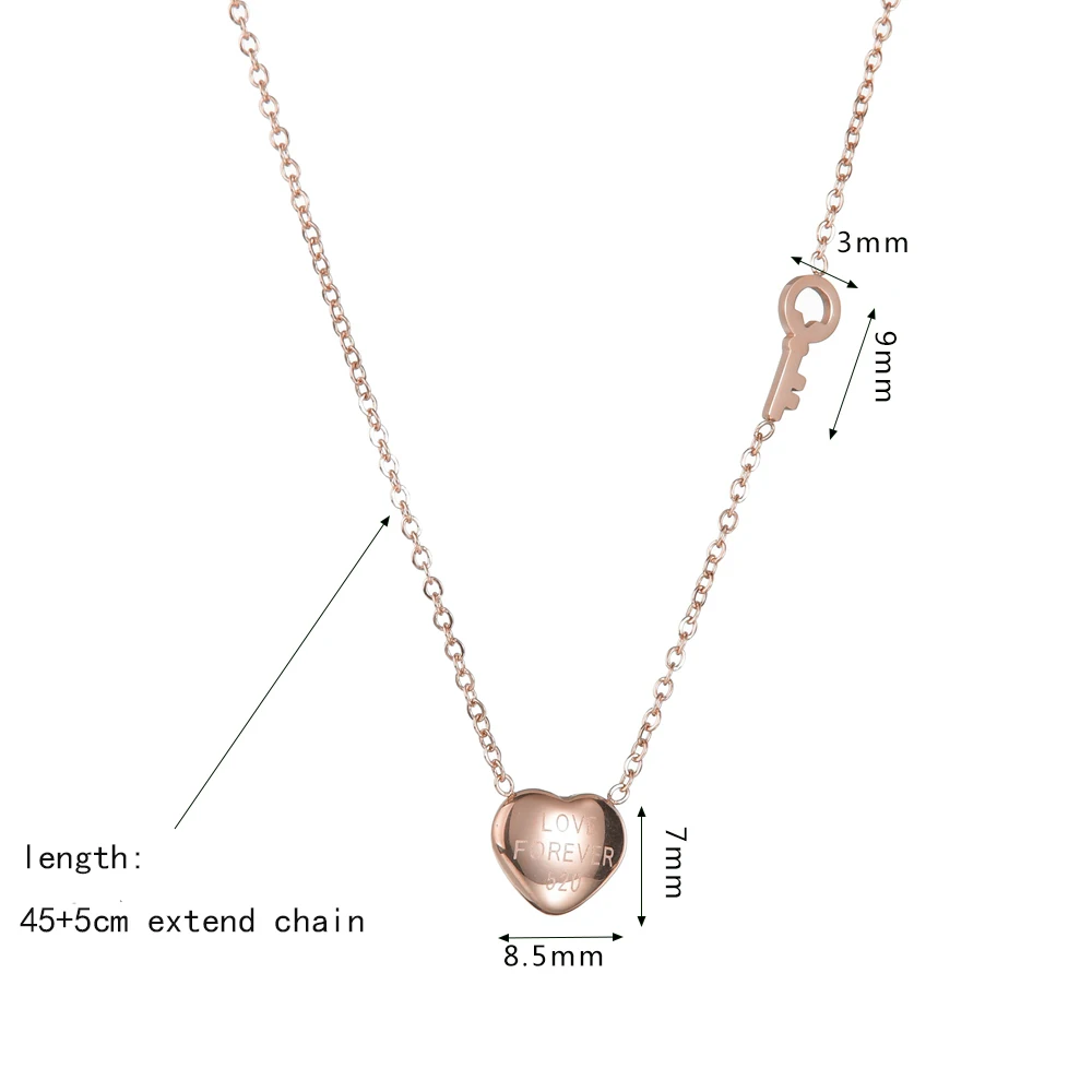 Колье ELSEMODE из нержавеющей стали под розовое золото с романтическим сердцем и