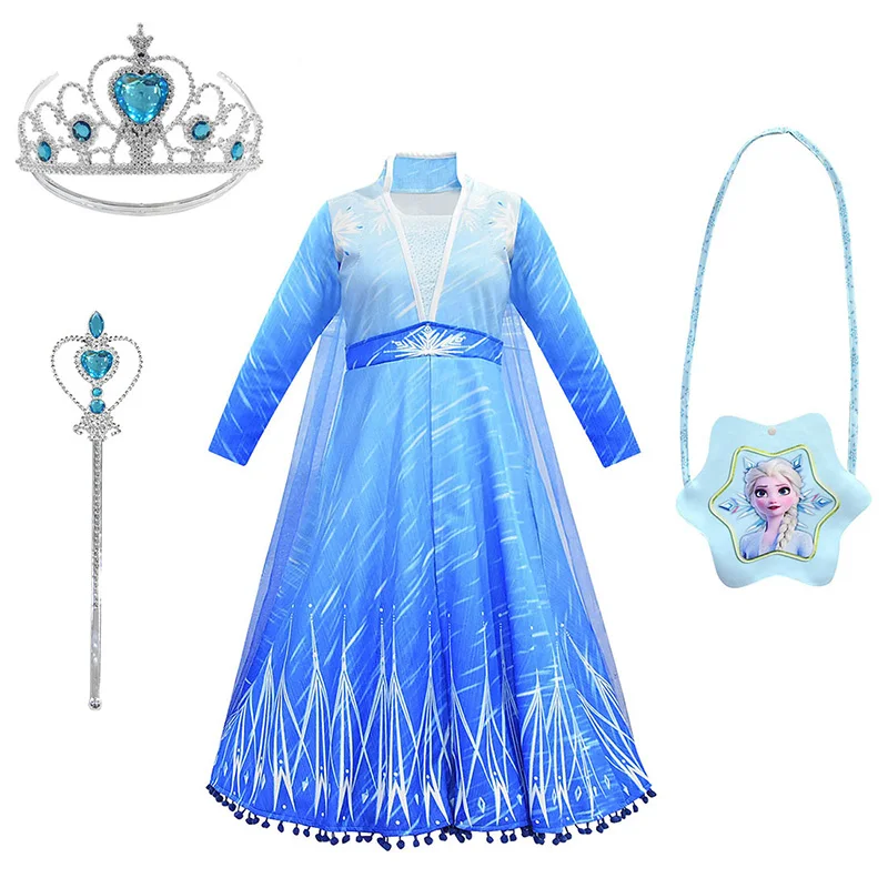 Платье Эльзы 2 платья принцессы для девочек костюм зимние детские вечерние